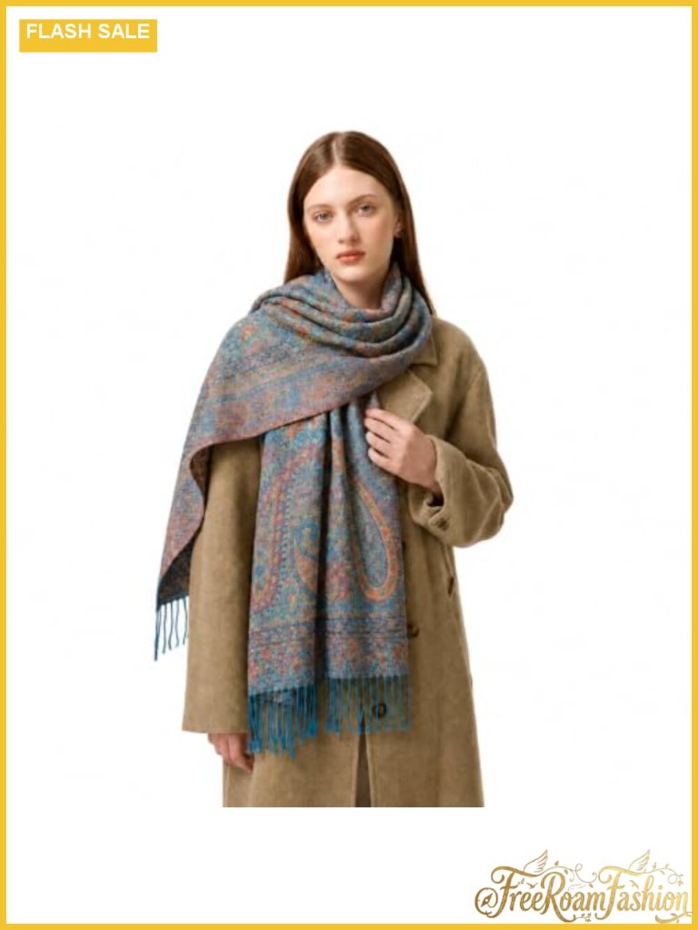 Paisley Jacquard Scarf Blanket Soft Winter Shawl Wrap Fringe
